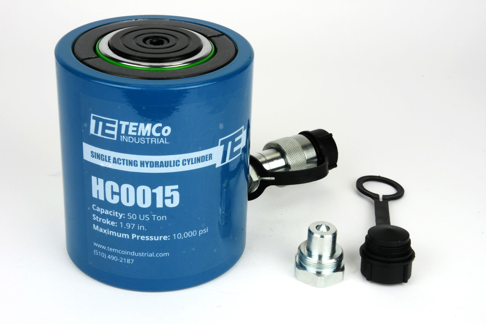 TEMCo HC0015 – Hydraulic Cylinder Ram Single Acting 50 TON 2″ Inch Stroke