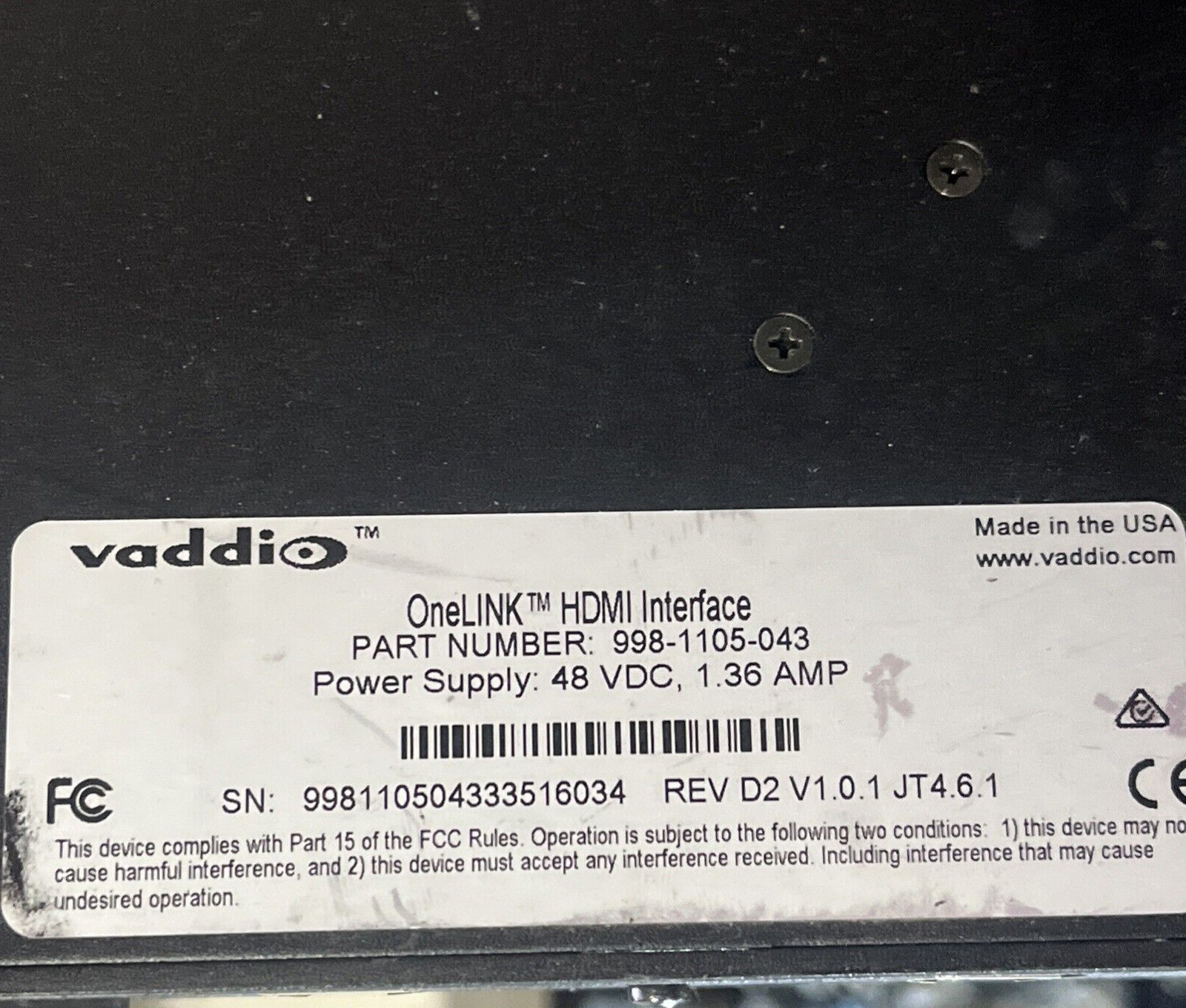 VADDIO 998-1105-043 ONELINK HDMI INTERFACE