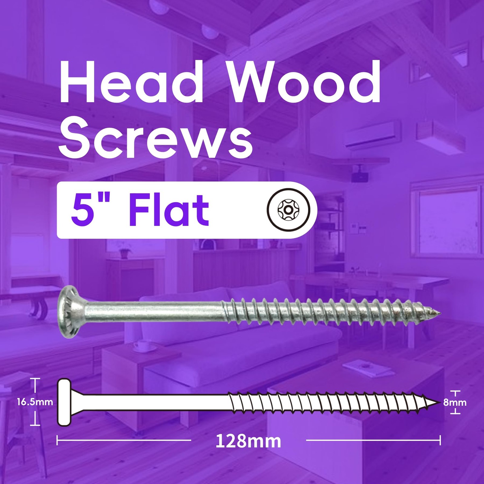 5″ Flat Head Wood Screws – Flush Star, Coarse Thread, Bulk Pack of 250 – for …