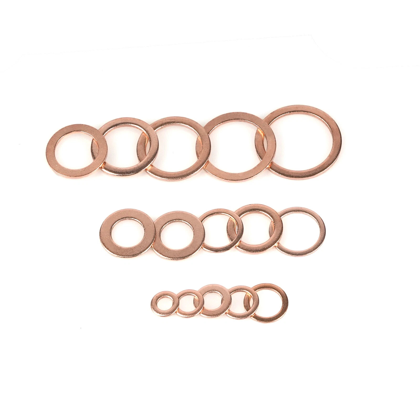 150x M5-M22 Copper Crush Washer Gasket Set Flat Ring Seal Assortment Kit O-Ring