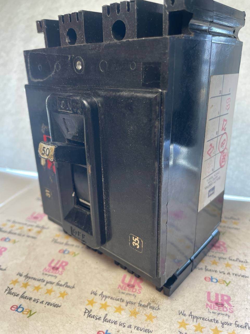 FPE Type NEF Circuit Breaker 50 Amp 480 Volt 3 Pole Used