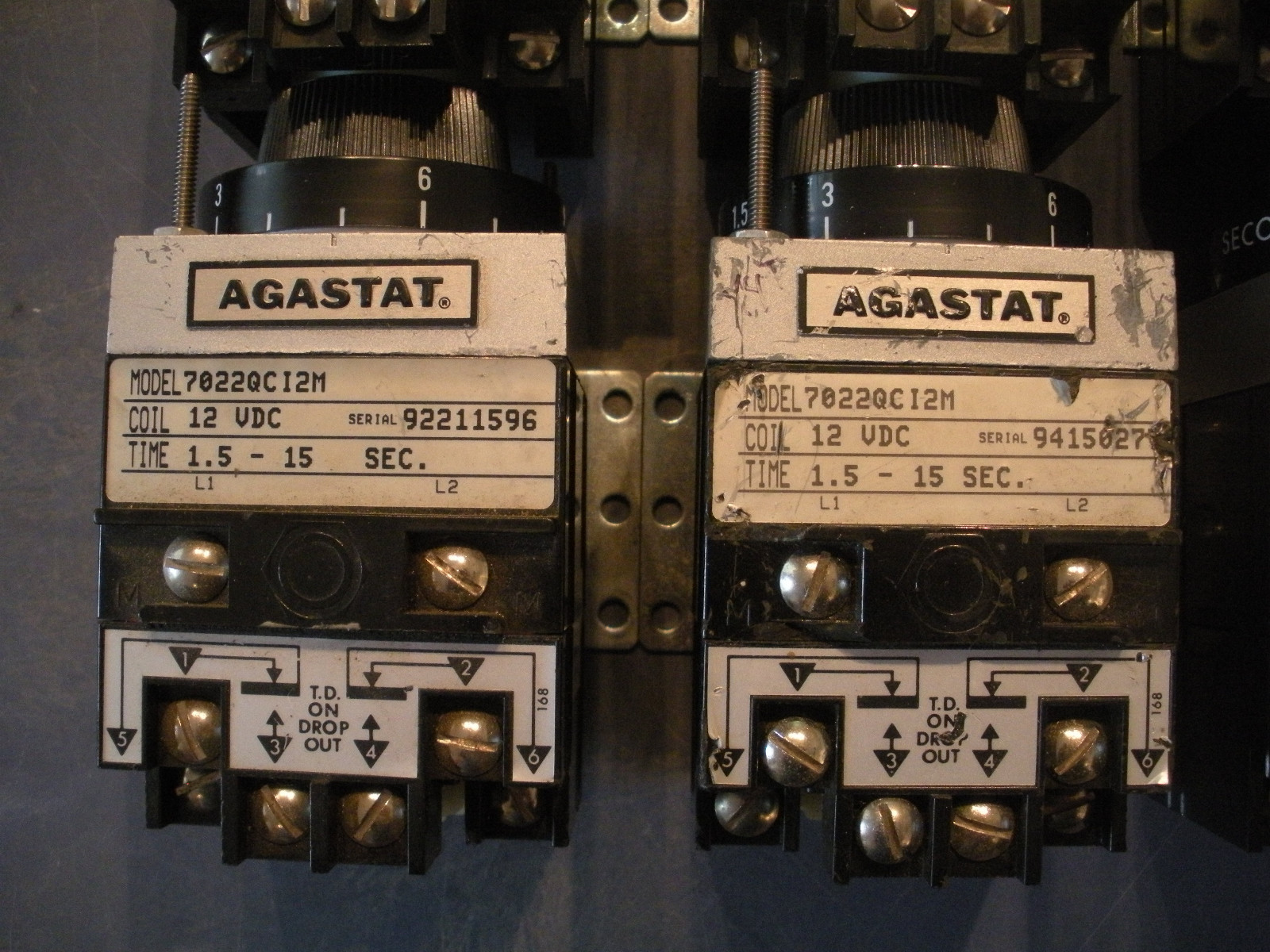 Agastat 7022QCI2M Timing Relay 12 vdc Time 1.5-15 sec. seconds 7022 QC I2M used
