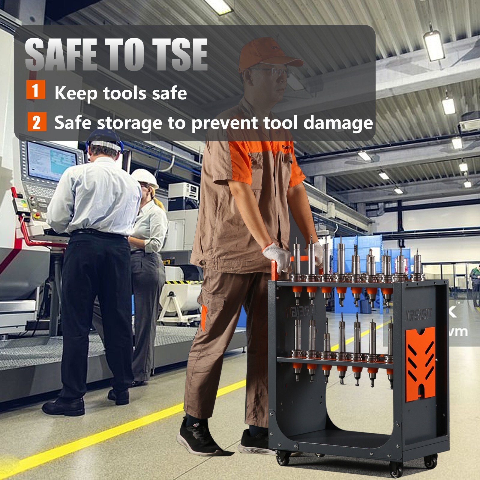HSK63 Mobile CNC Tool Storage Cart, CNC Tool Holder Suitable for Factory Garage