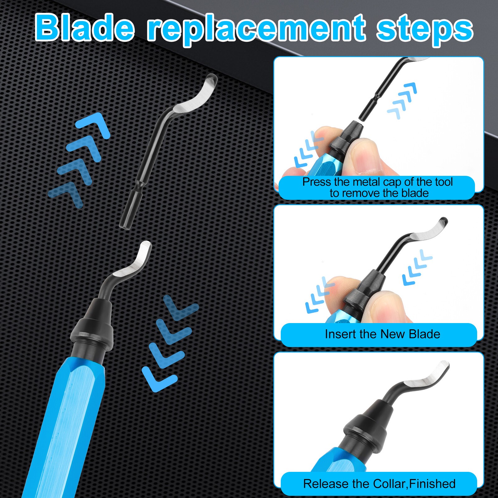 Deburring Tool Set Metal Handle Deburrer + 10PCS BS1010 HSS Burr Removal Blades