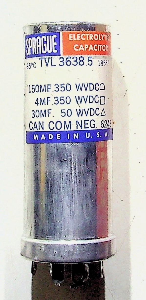 Sprague Electrolytic Capacitor TVL 3638.5 150MF 350V 4MF 50V 30MF NOS