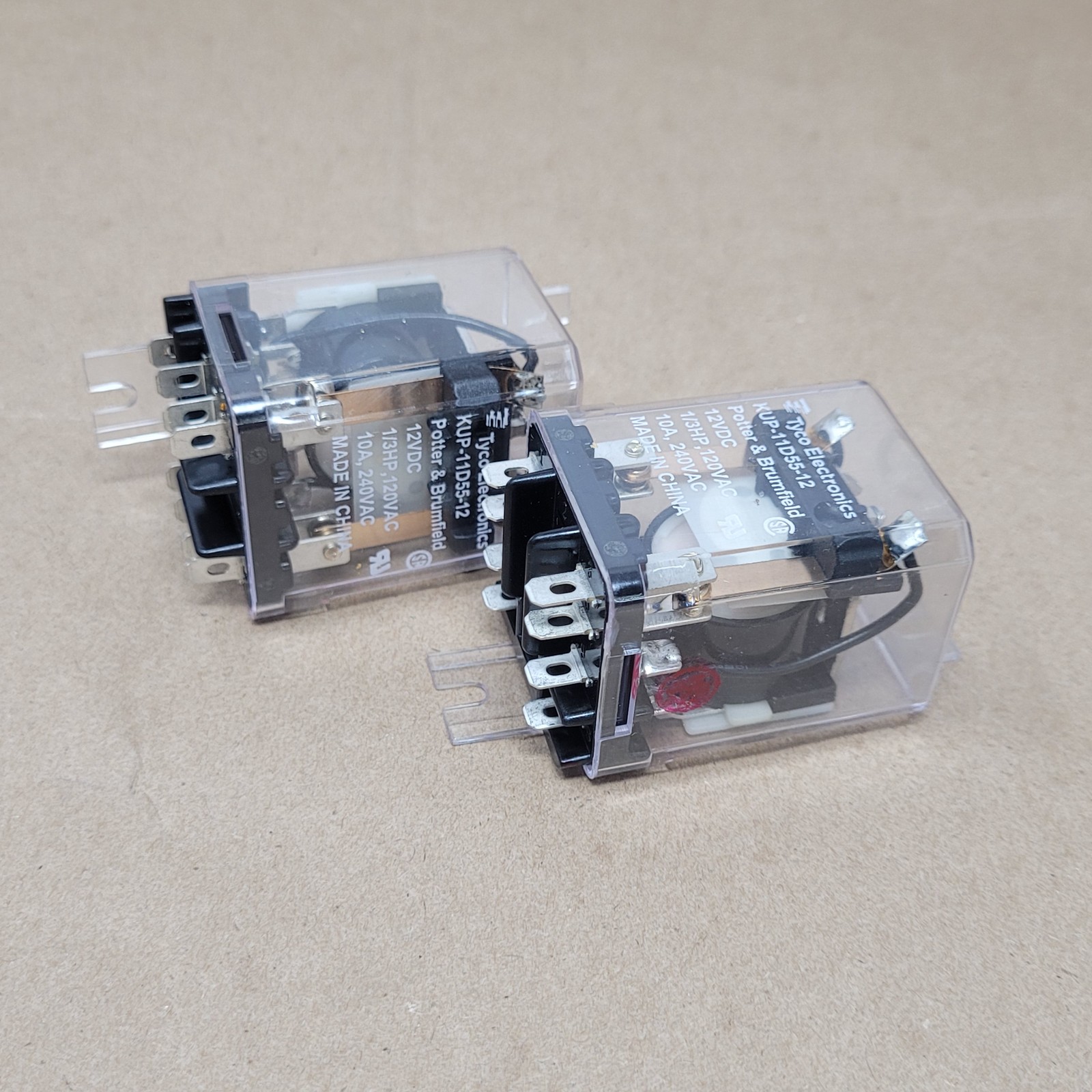 Lot of 2 – Potter & Brumfield KUP-11D55-12 Relay, 10A, 240 VAC – USED
