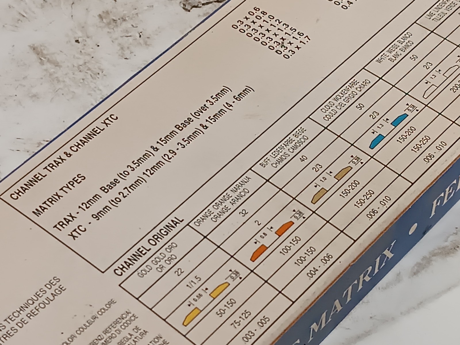 Shreiner Creasing Matrix #50 – O/C White, 0.43mm Chnl Depth x 1.3mm Chnl Width
