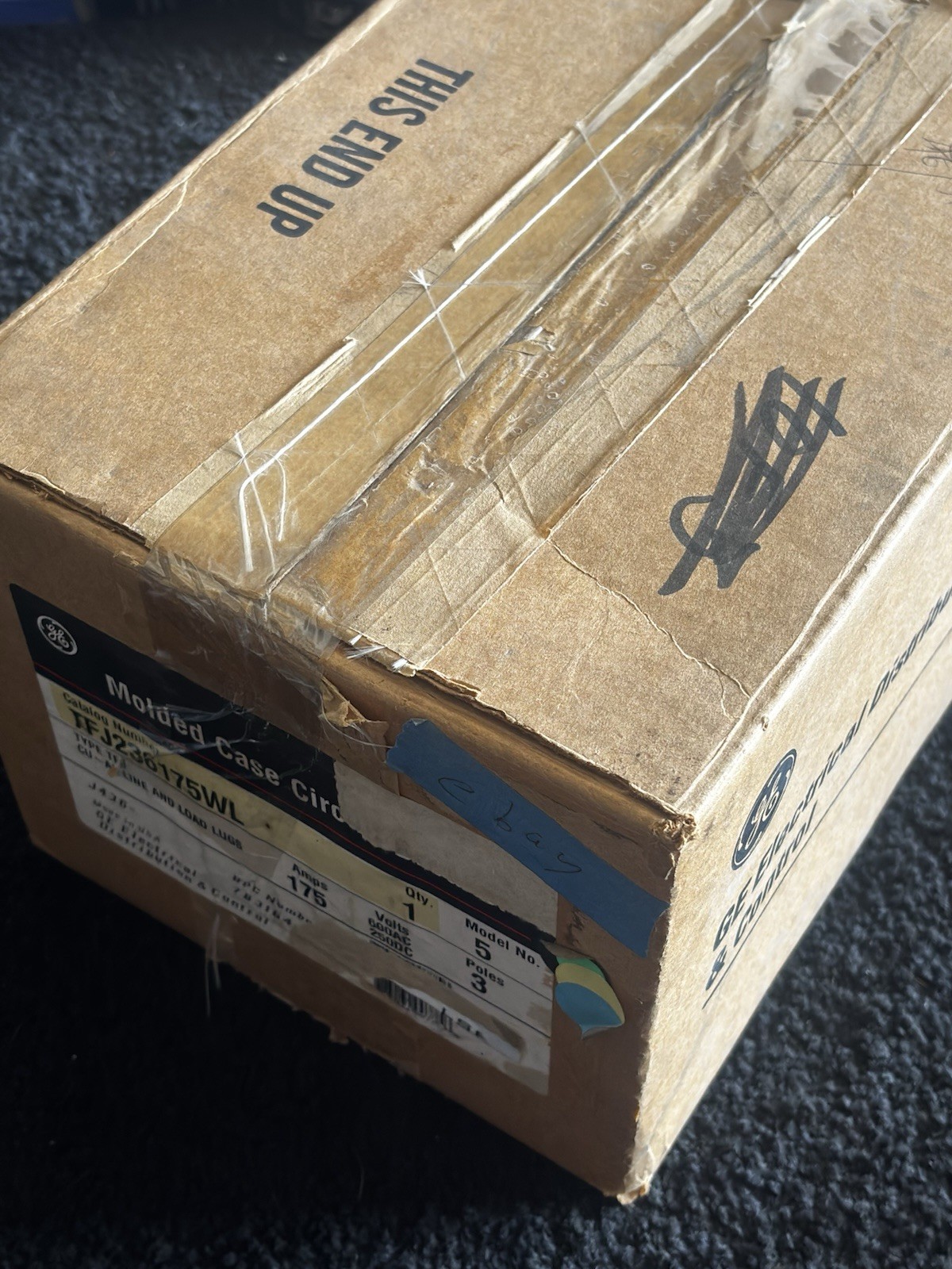 GE TFJ236175WL 175A 3-Pole Circuit Breaker 600VAC/250VDC Trip Indicator