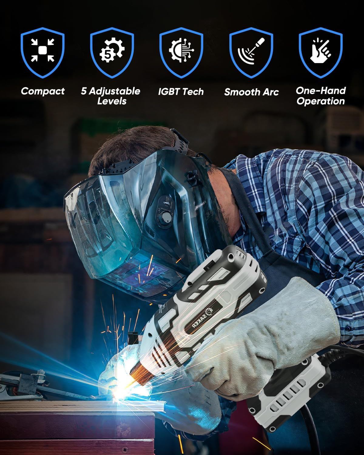 Portable Electric Welding Machine,110V Portable Welder Handheld with IGBT Invert