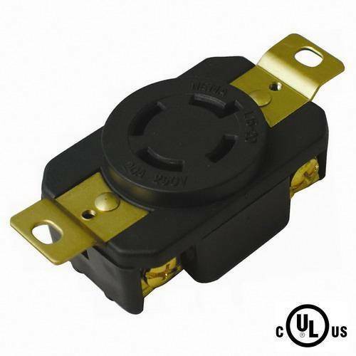 Grounding Locking Receptacle, 20A 250V AC, 3 Pole 4 Wire, cUL, NEMA L15-20