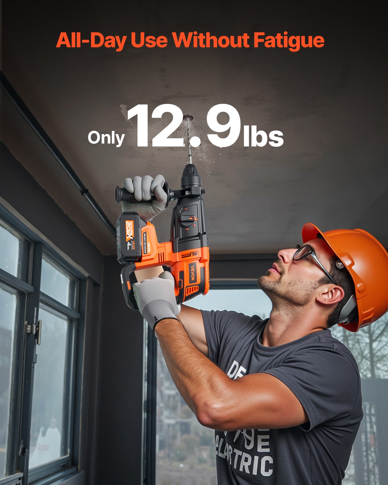 VEVOR 20V SDS-Plus Brushless Cordless Rotary Hammer Drill Kit 1.1 In 1200RPM