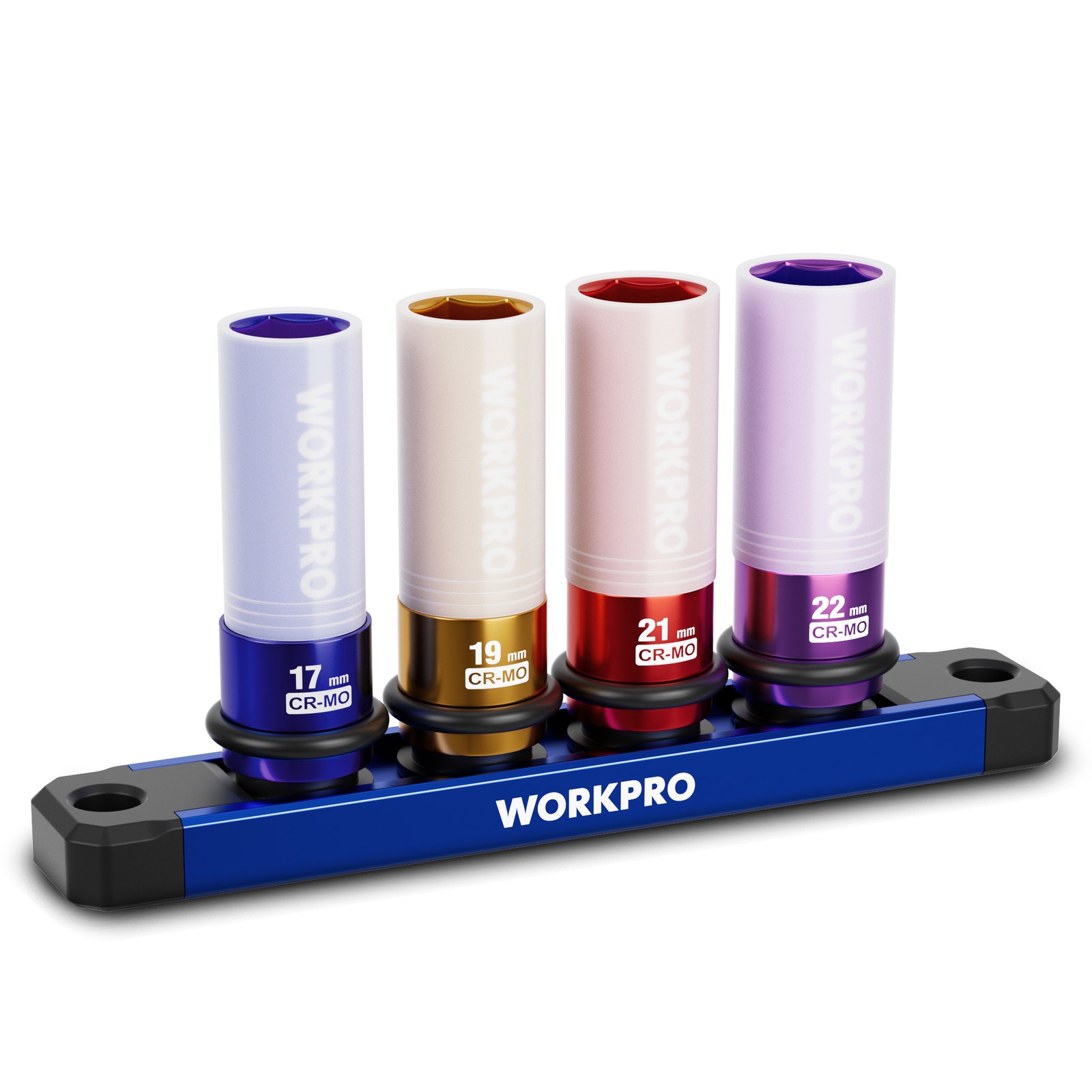WORKPRO 4 Pcs 1/2″ Drive Lug Nut Impact Duty Socket Set 17-19-21-22mm Deep Thin