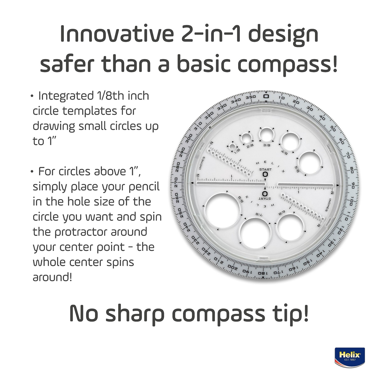 6in/15cm Angle and Circle Maker with Integrated Templates 360-Degree