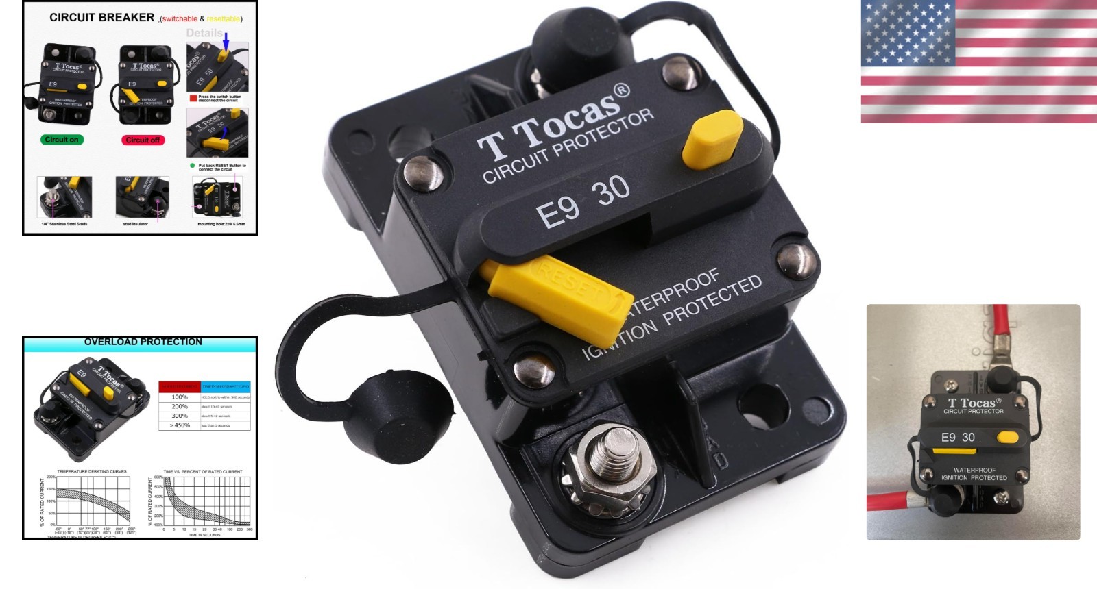 -Rated 30A Circuit Breaker – Compact and Waterproof for Automotive & Marine