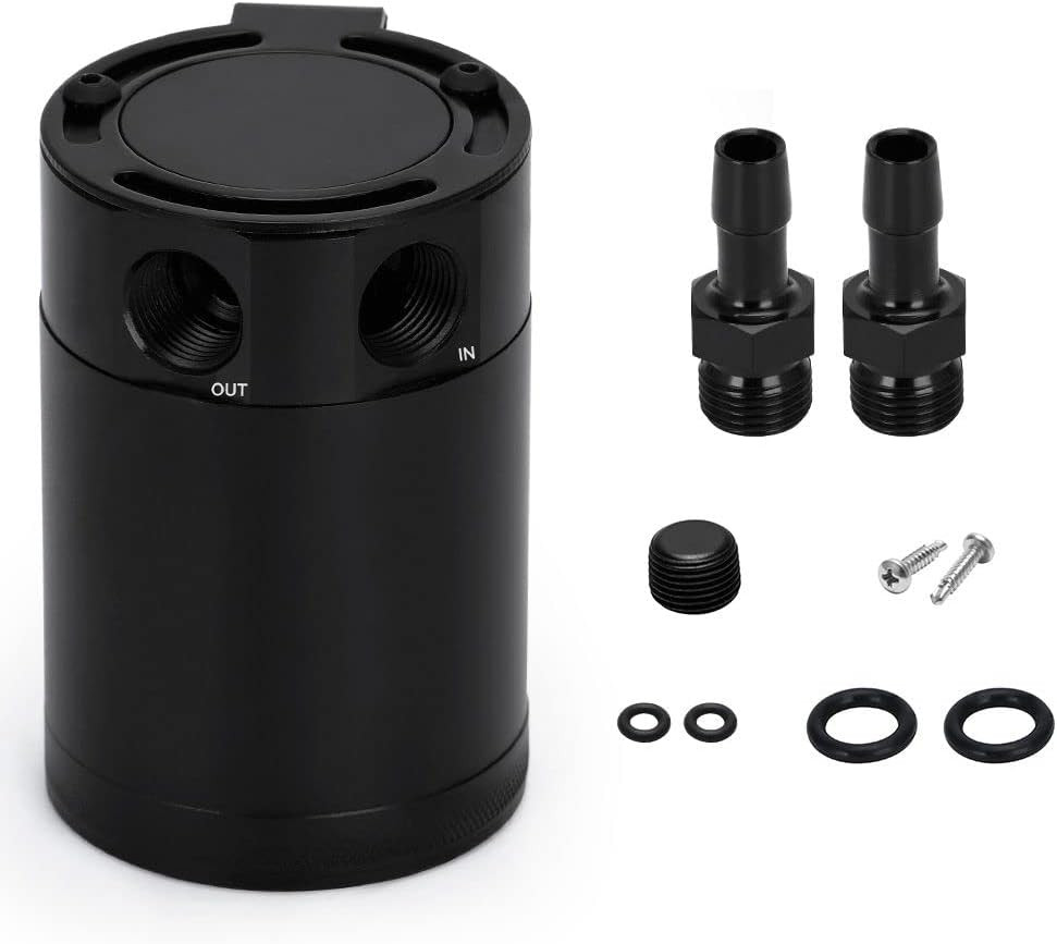 Baffled Oil Catch Can Kit Universal 2 Port Aluminum Oil Separator Reservoir Tank