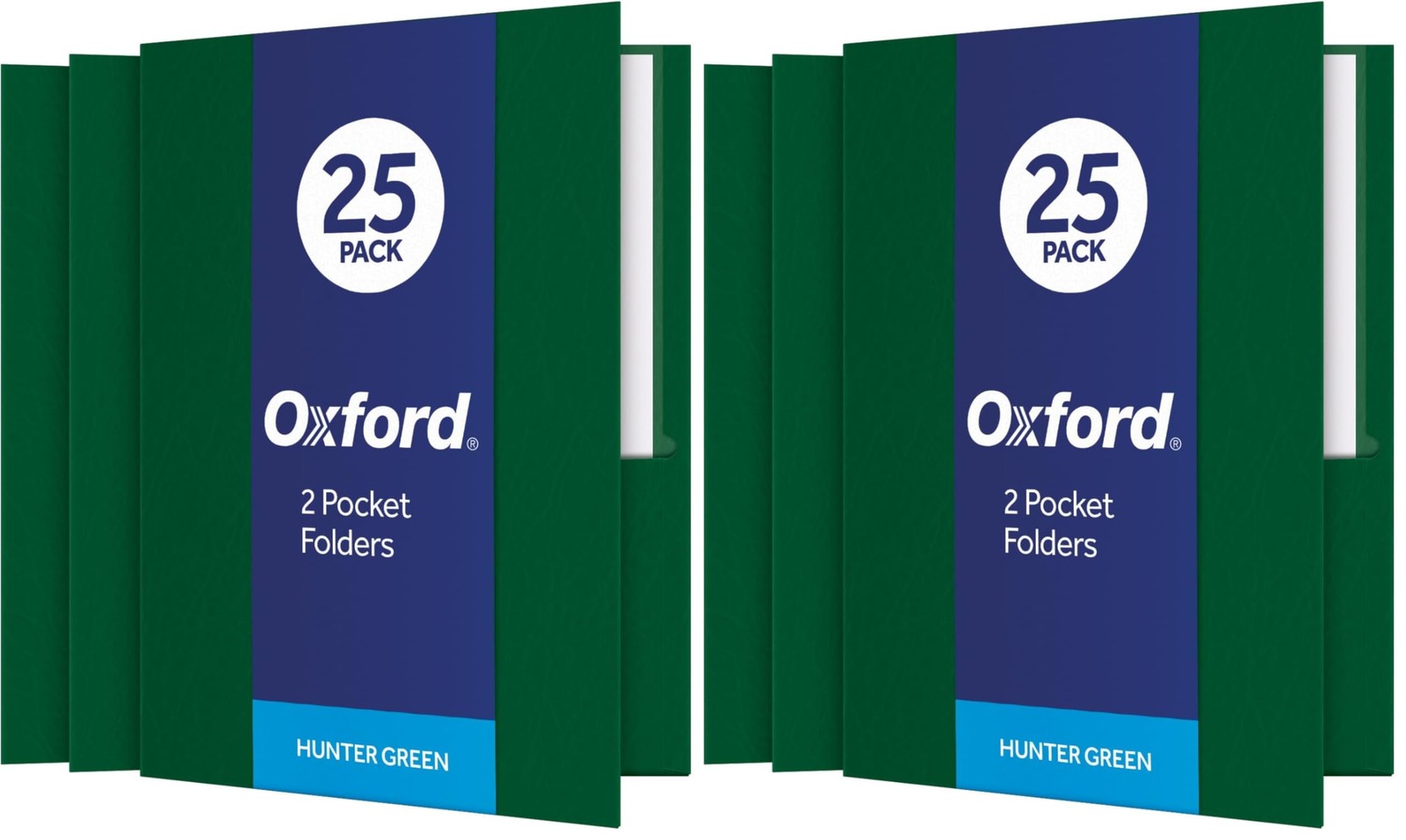 Oxford Twin-Pocket Folders, Textured 25-Count (Pack of 2), Hunter Green