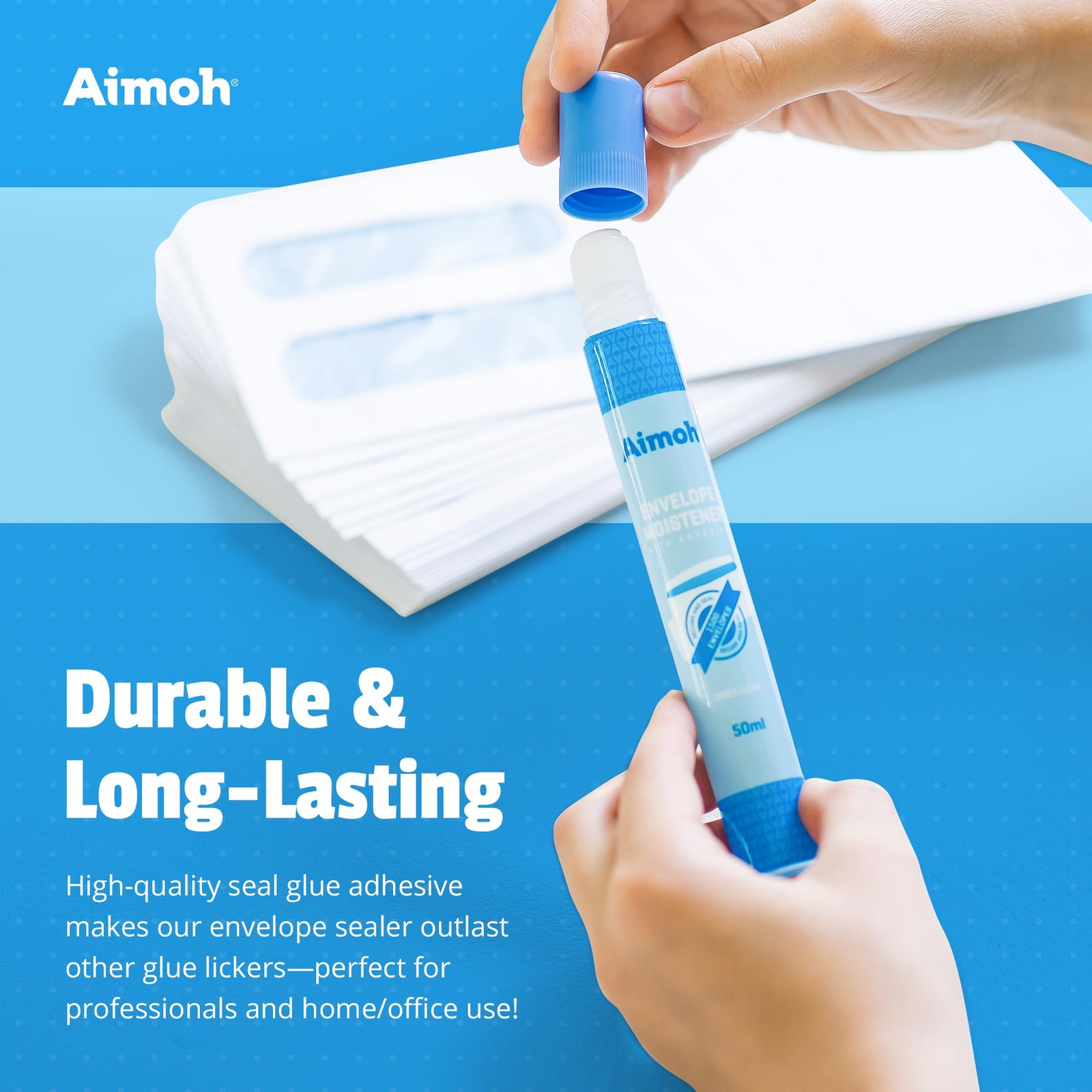 Aimoh Envelope Moistener with Adhesive, Fast-Drying, Envelope Sealer, Stamp and