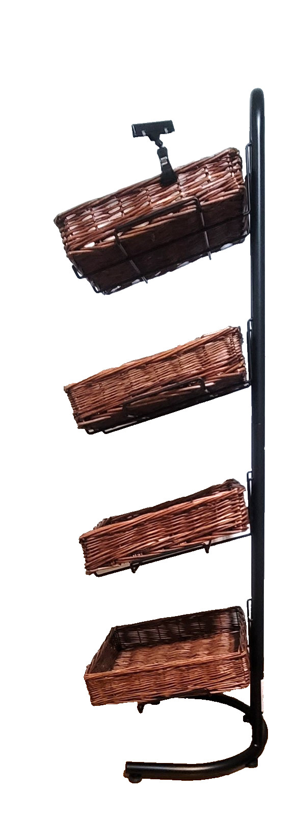 4 Tier Square Basket floor display for food w sign clips Mobile Merchandisers