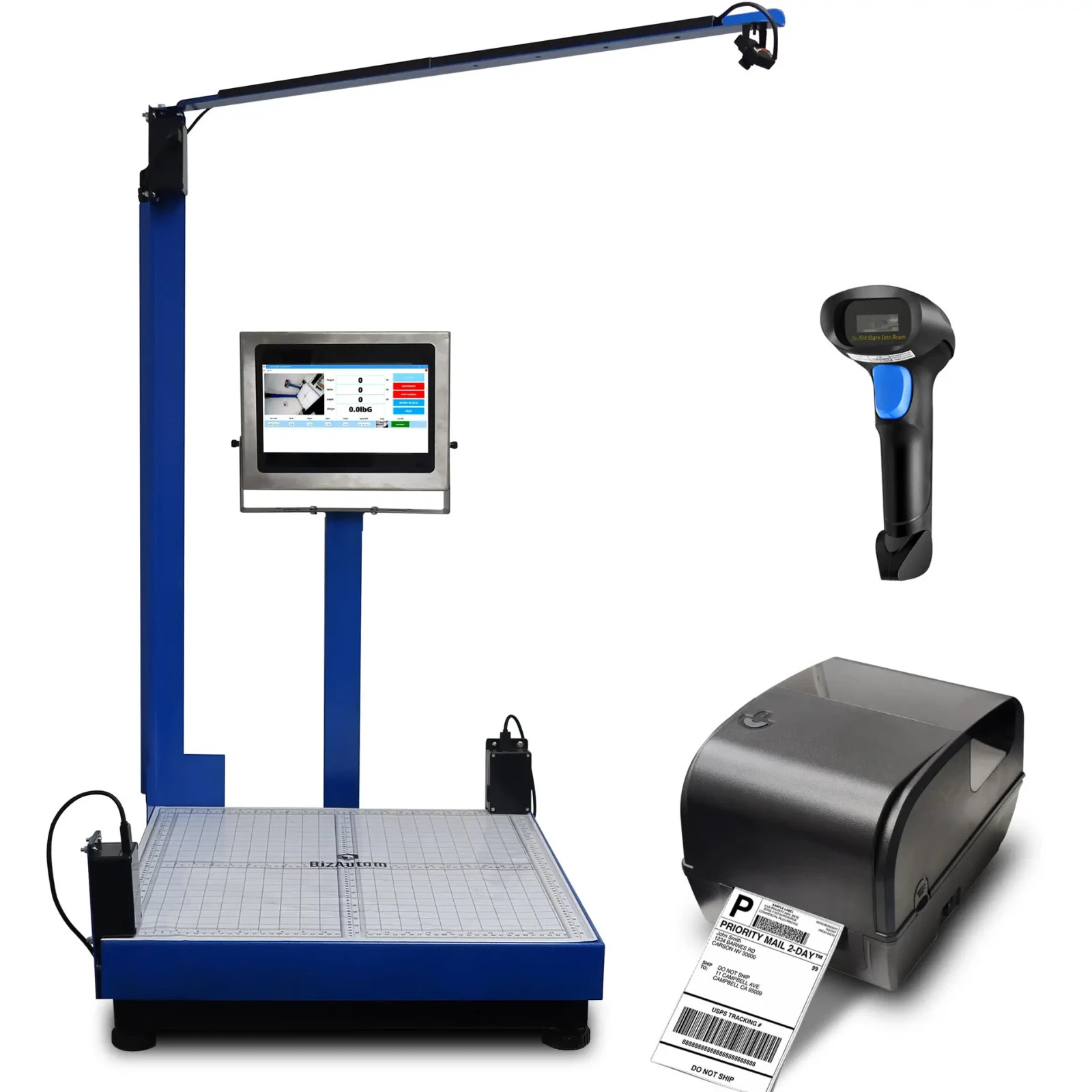 BizAutom BA-DS2424 Auto Dimensioning & Shipping Floor Scale with Label Printer