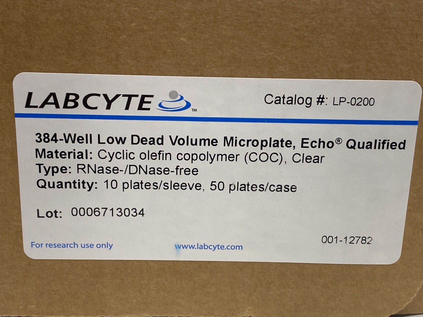 (50/Cs) LABCYTE 384-Well COC Echo Qualified Low Dead Volume Microplates LP-0200