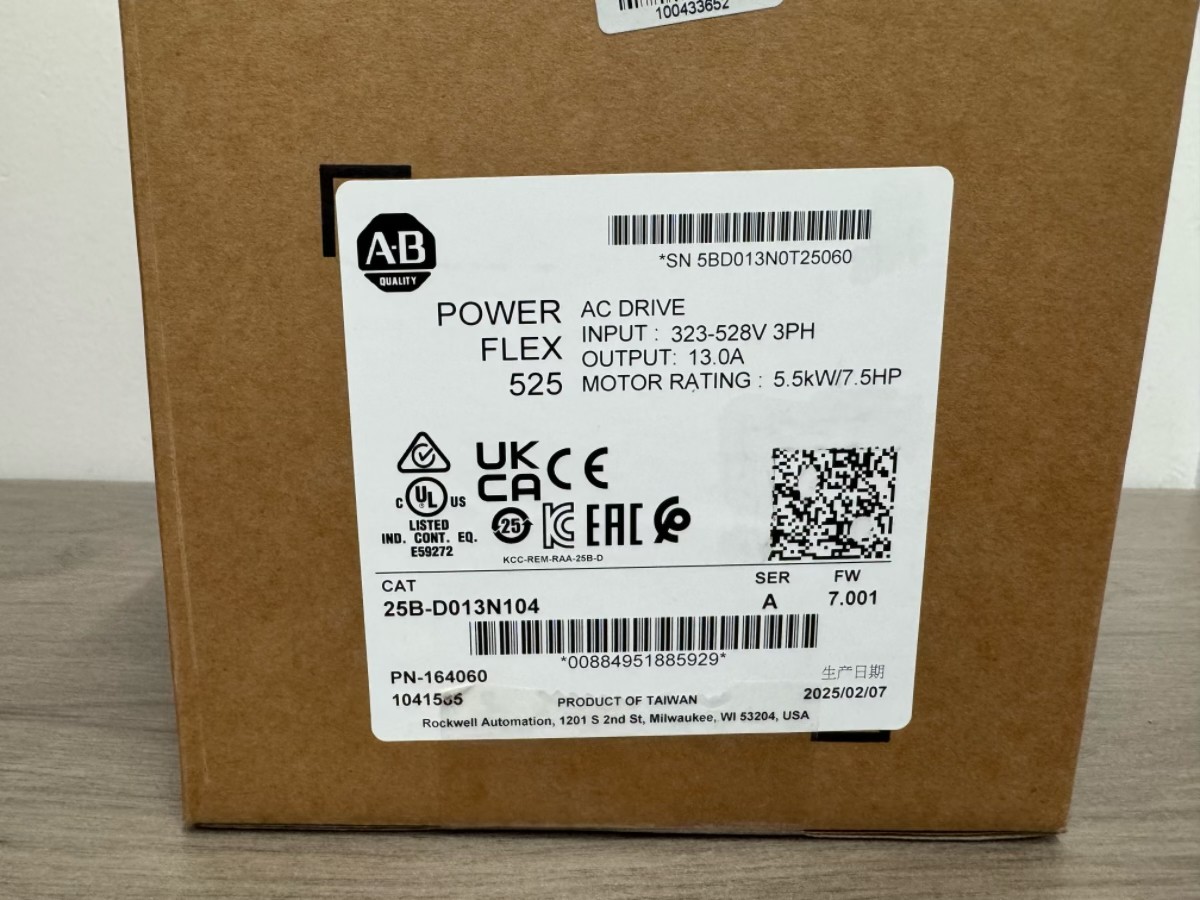 New Allen-Bradley 25B-D013N104 PowerFlex 525 5.5kW (7.5Hp) AC Drive 25BD013N104