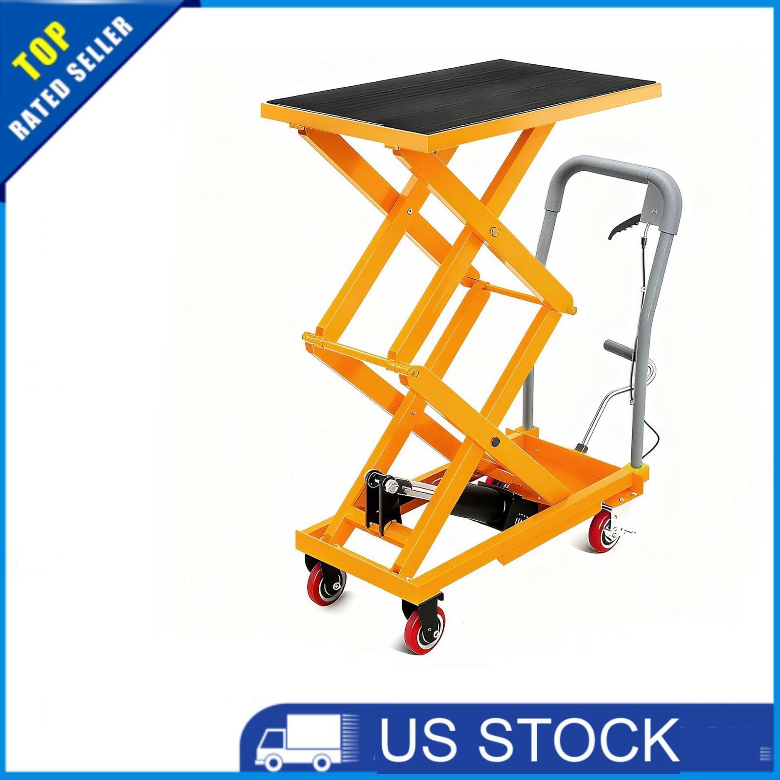 Manual Double Scissor Lift Table Hydraulic Lift Cart 330Lbs 50 Inch Lifting