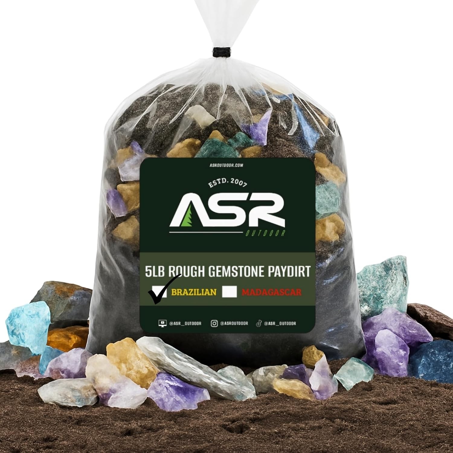 ASR Outdoor 5lb Rough Gemstone Paydirt Bag Gold Panning Kits (8 Styles)