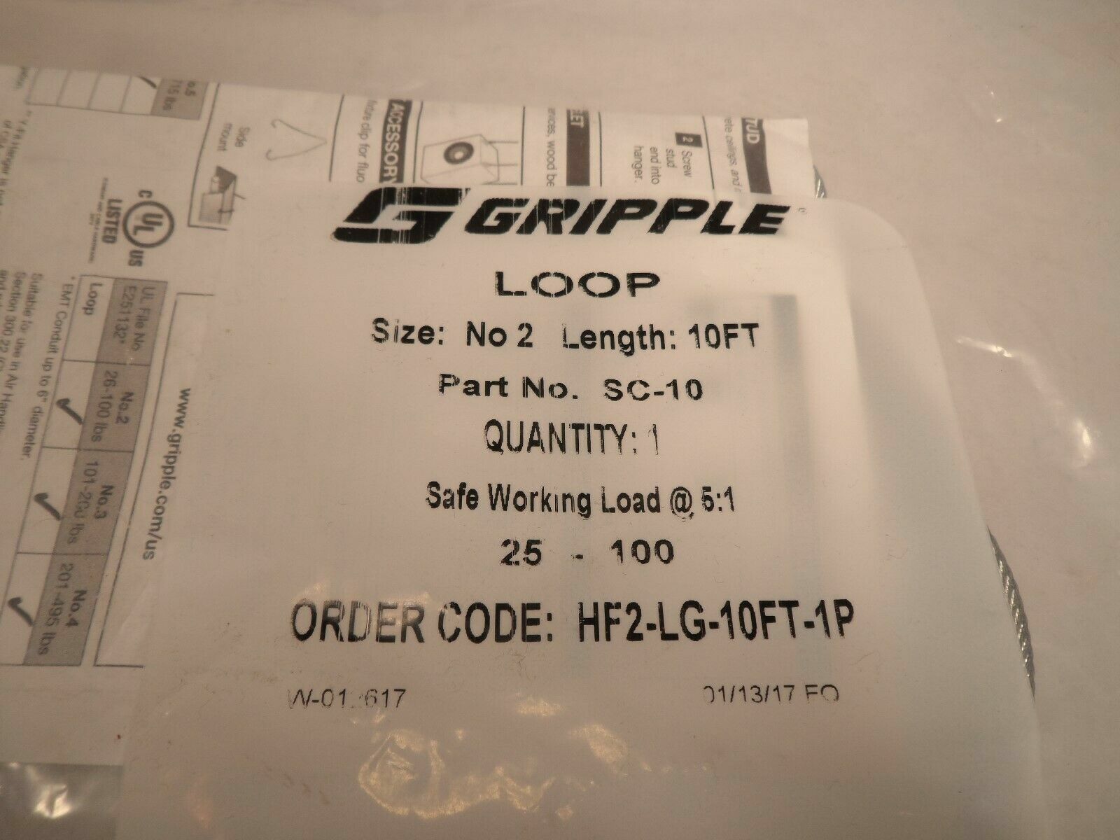 BRAND NEW LOTS 10 GRIPPLE NO2-10 FOOT LOOP 25-100LBS-HF2-LG-10FT-1P. BRAND NEW!
