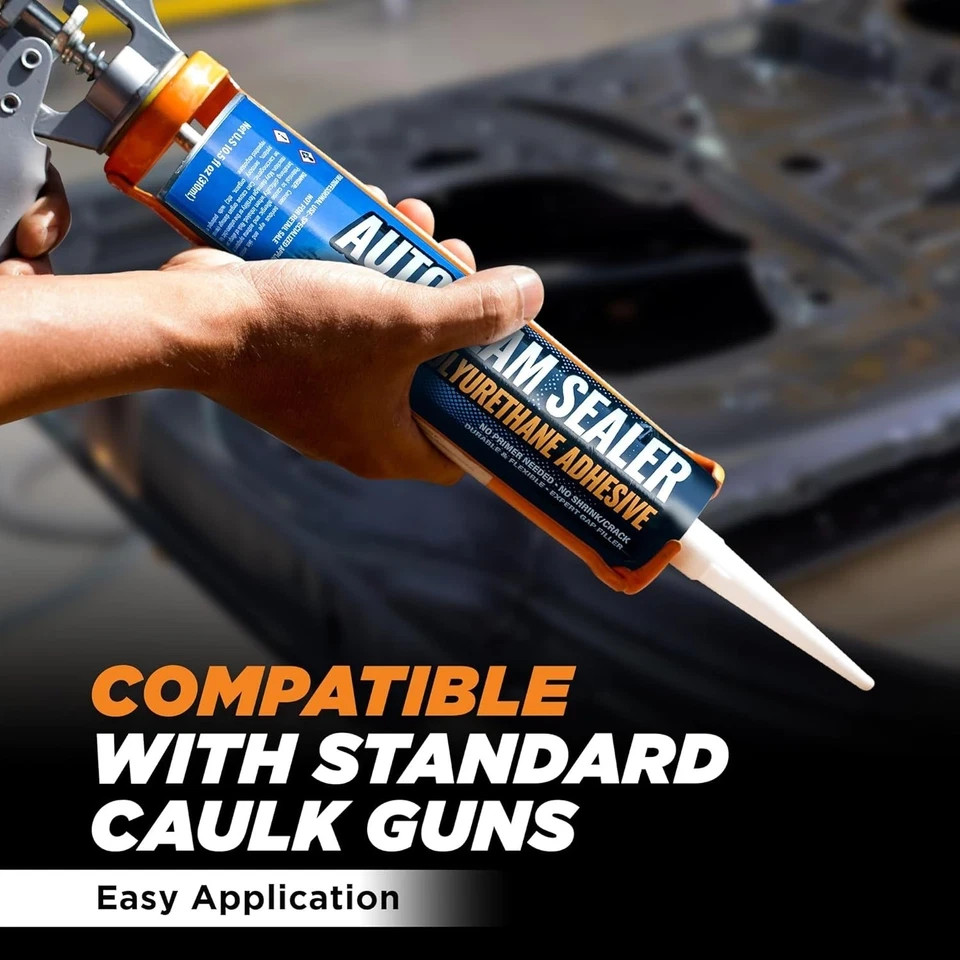 [Black] 2 Pack Professional Automotive Seam Sealer, Paintable Quick-Set Polyuret