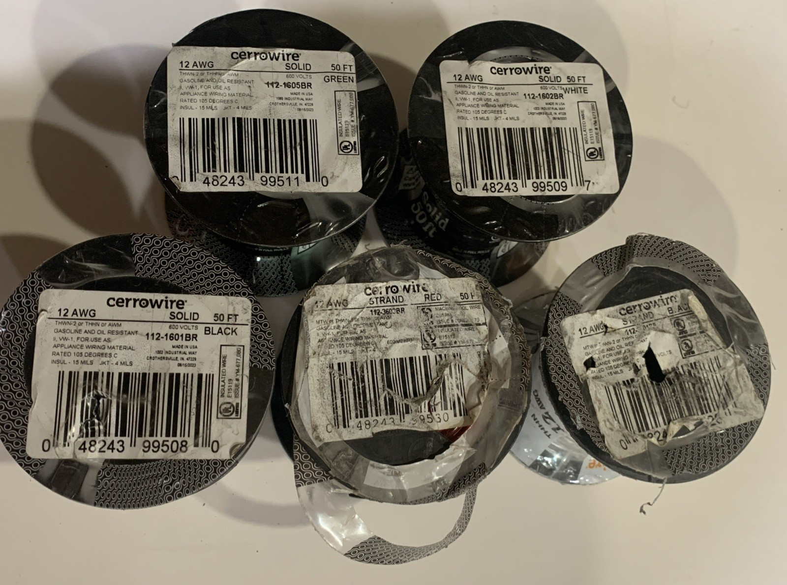 CERROWIRE 50ft. (12GA) THHN Wire 112-1602BR 112-1601BR(x2) 112–1605BR 112-3603BR