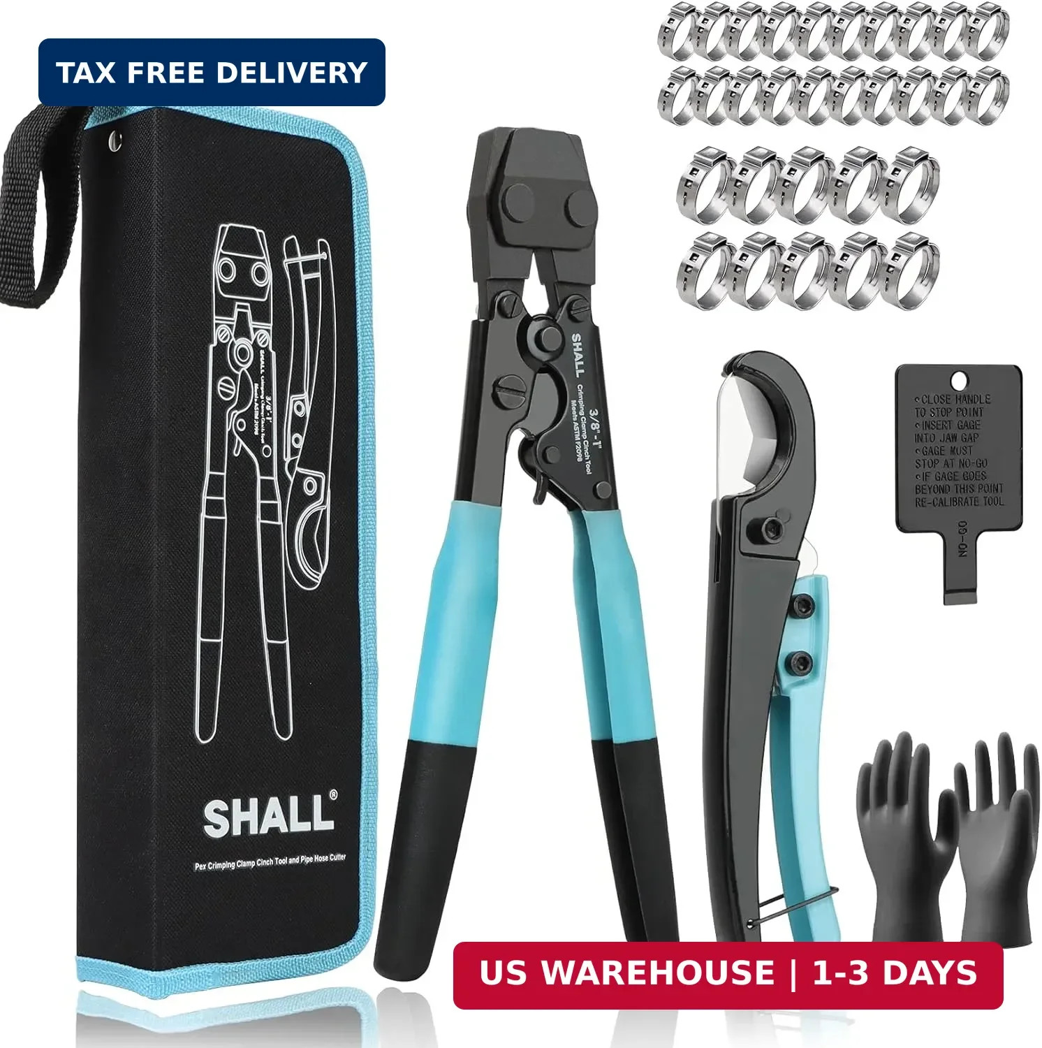 SHALL Pex Crimping Clamp Cinch Tool and Pipe Hose Cutter, Pipe Fitting Crimper T