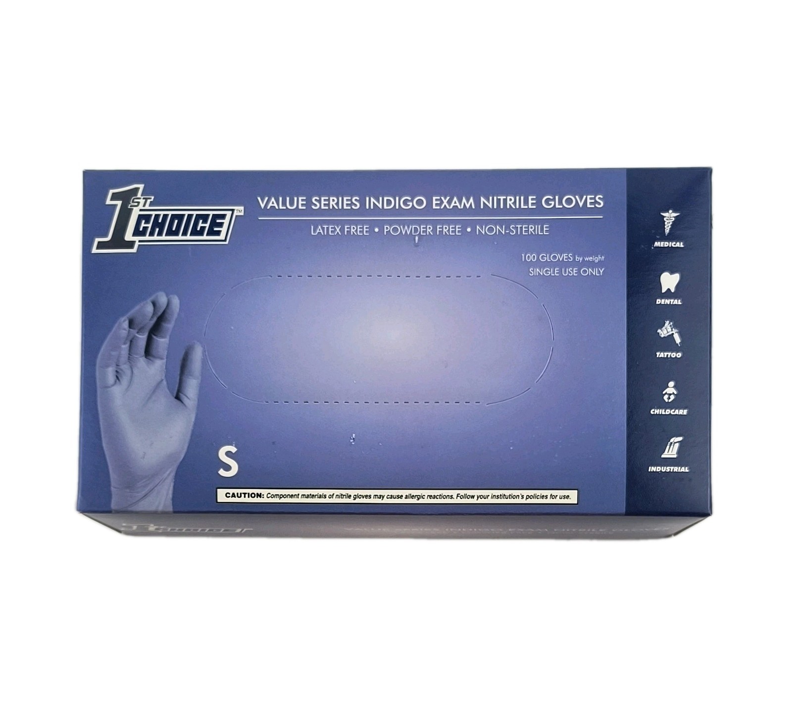 1st Choice Latex Free Indigo Exam Medical Nitrile Gloves Sz Small Blue 100pc