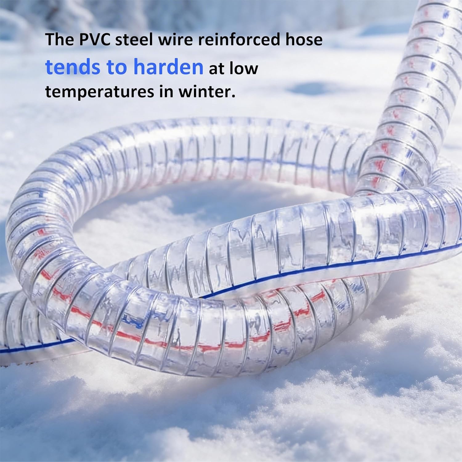 3/4″ ID x 1″ OD, 10FT length Steel Wire Hose PVC Vacuum Tubing with 2 Stainle…