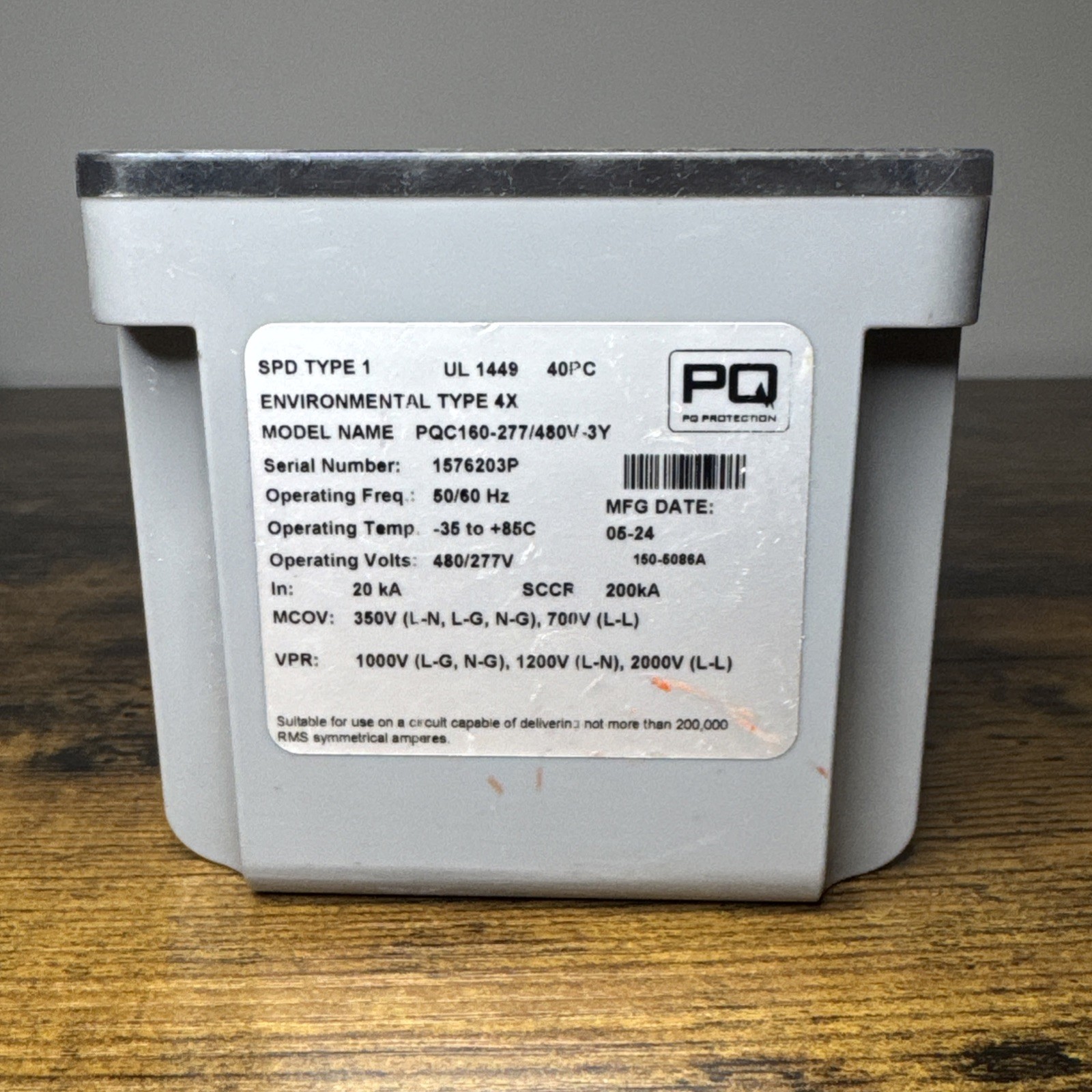 PQ Protection surge protection device (SPD) Model Name PQC160-120/208v-3Y