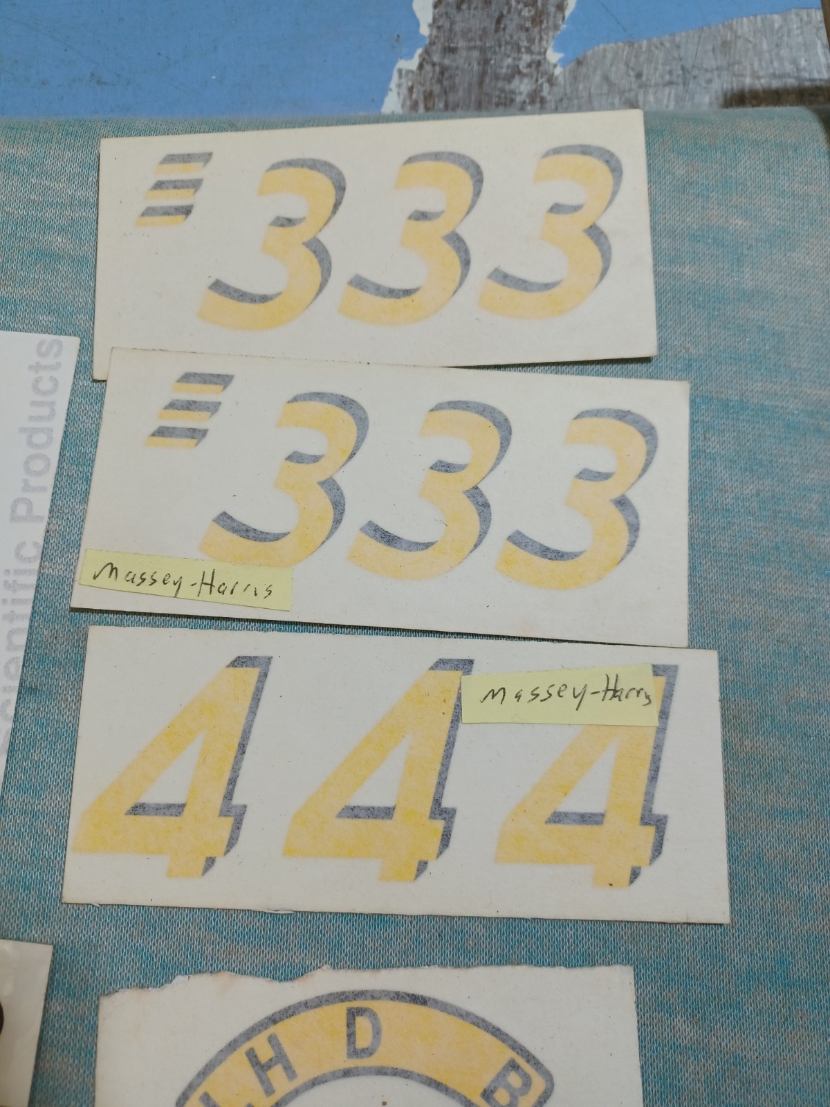 Massey Harris Decals Lot: Roll-O-Matic, POWER STEERING, 333 and 444, etc