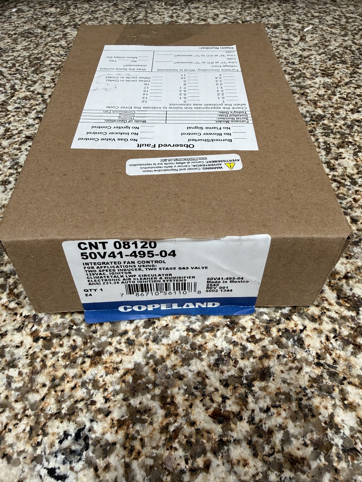 COPELAND 50V41-495-04 Furnace CNT08120 Circuit Board Integrated Fan Control BNIB