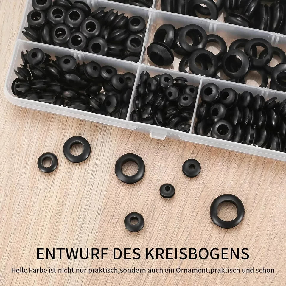 260 Pcs Rubber Grommets Assortment Kit, 7 Sizes Rubber Wire Hole Grommet Gaskets