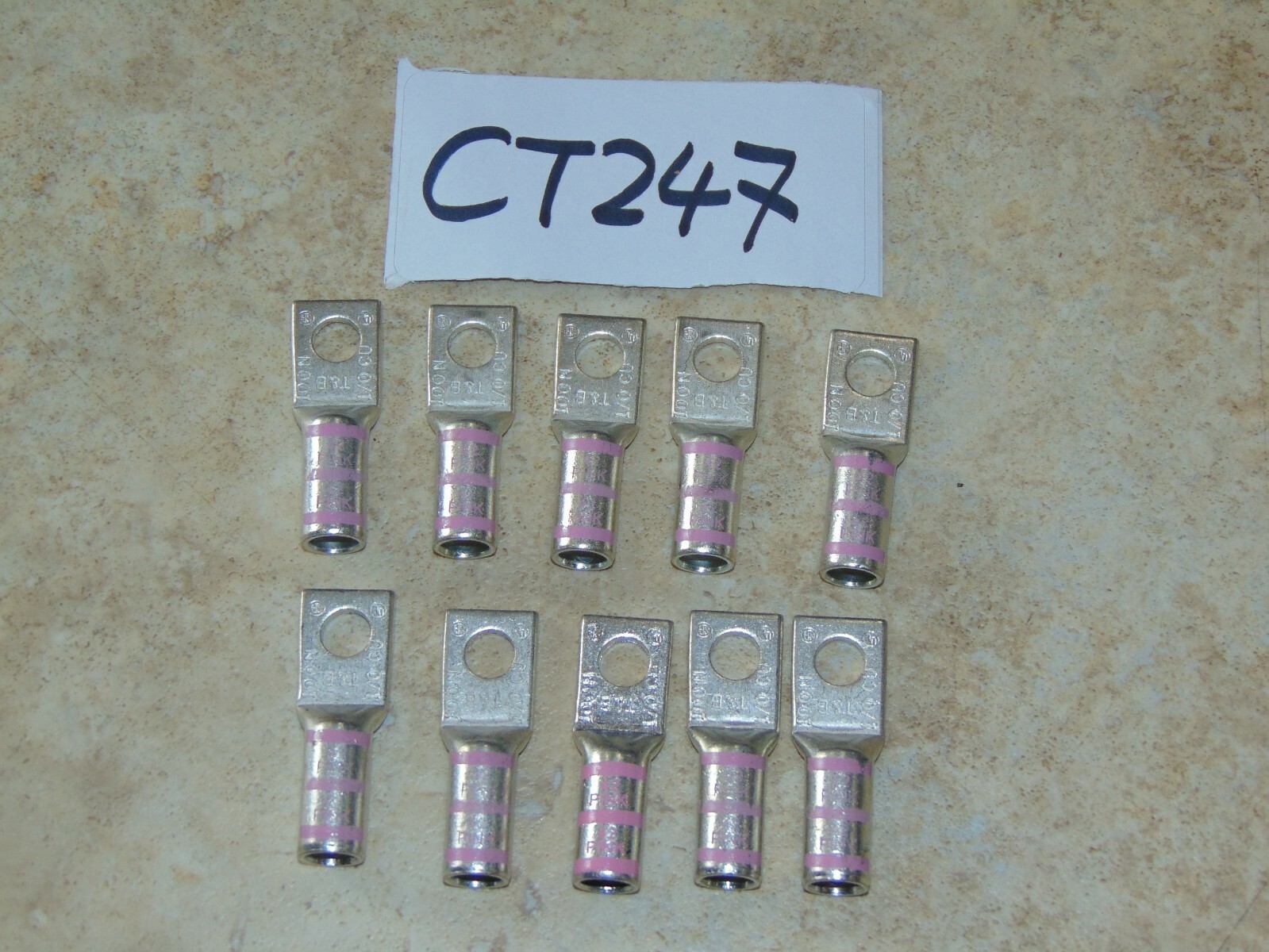 THOMAS & BETTS T&B 100 N 1/0 CU CU 42 PINK DIE ELECTRIC LUG NEW (10 Pack)