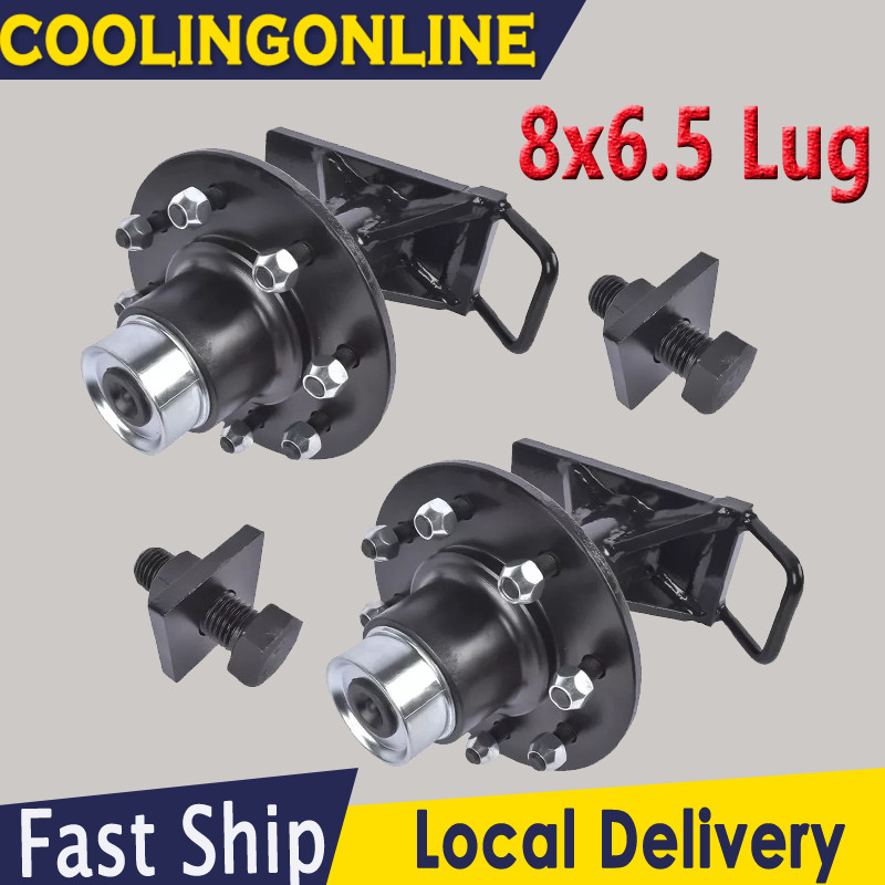 8 x 6.5 Lug 8000LB Shipping Container Wheels Steel Bolt-on Spindles Black