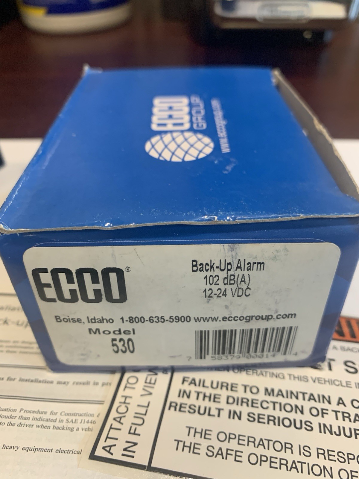 NEW Ecco 500 Series Back-Up Alarm Model 520 12-24V Black Alarm System 97dB NOB