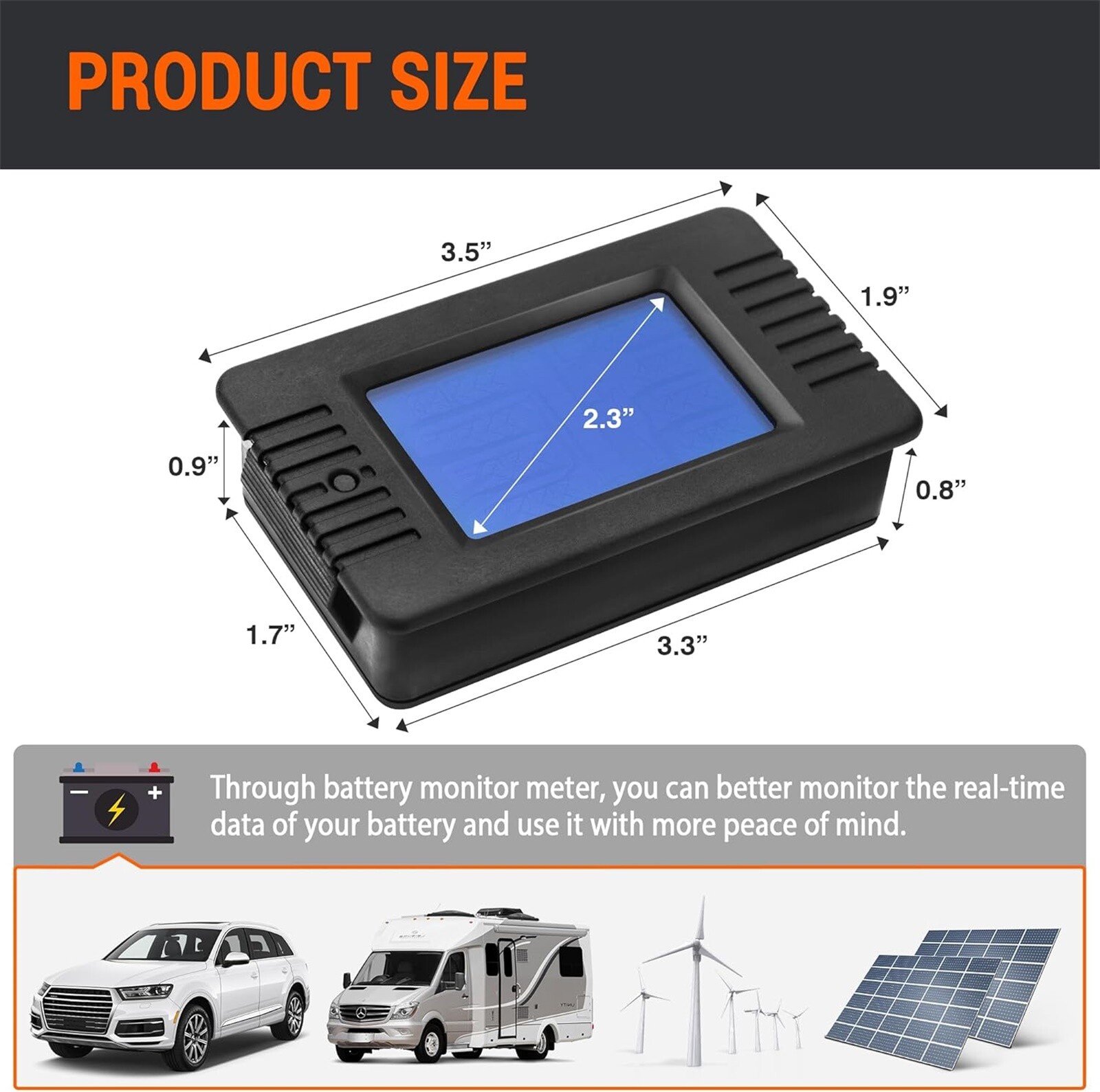 LCD Digital Display DC Battery Monitor Volt Meter 0-200V Voltmeter For Car Solar