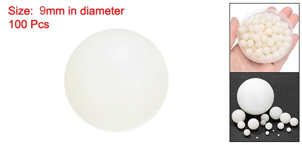 100pcs Nylon Bearing Balls 9mm Solid Plastic Balls G1 Precision White