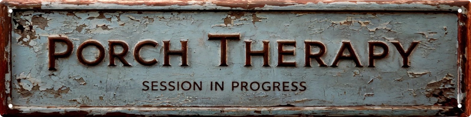 Metal Porch Therapy Sign 4×16 In Vintage Metal Wall Art Plaque for Home Decor