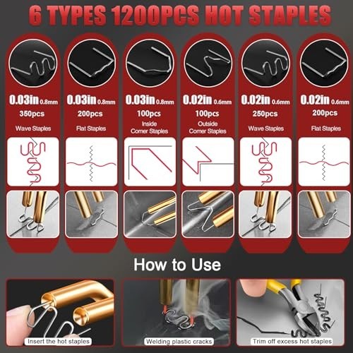 200W Plastic Welder Kit with 1200 Staples, Professional Bumper Repair Tool, Port
