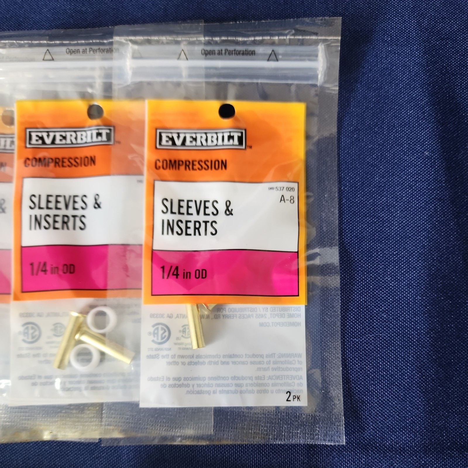Lot of 9 Everbilt A8 1/4 & Proline CP-8NL 1/4 Brass Sleeve & Insert Fittings