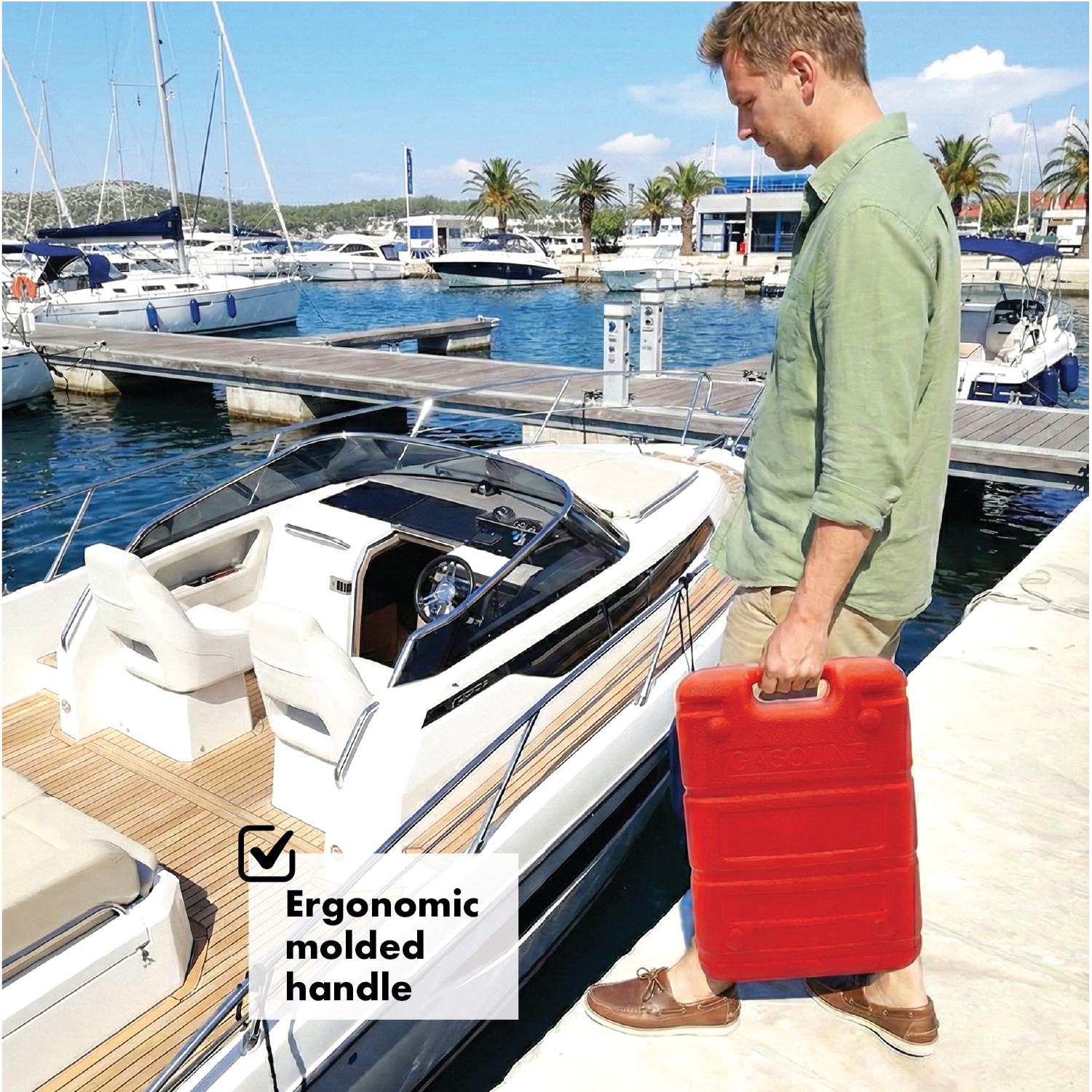 Portable 24L Marine Tank W/ Connector Fuel Tank Outboard Boat Motor
