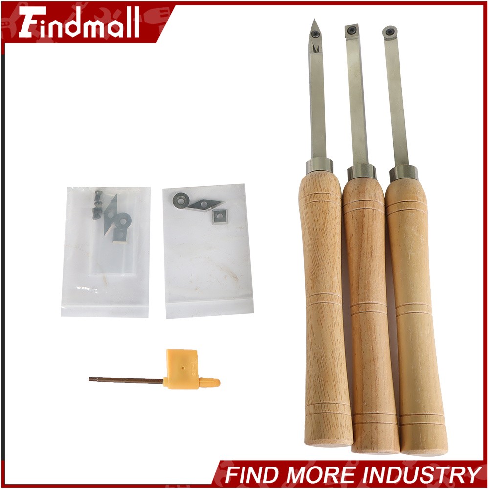 Findmall 3Piece Set Carbide Woodturning Tool Mini Size W/ Comfort Grip Handles