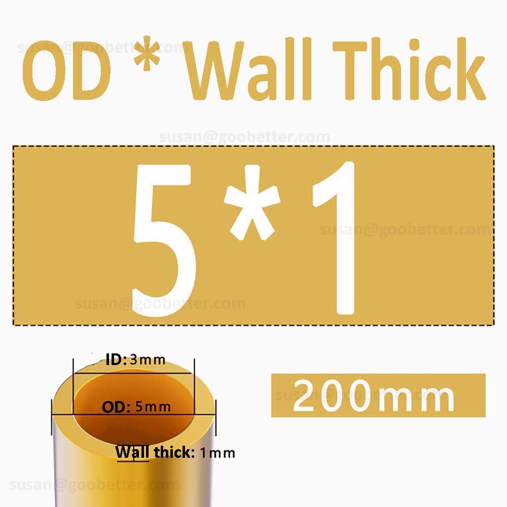 Brass Tube Round 2mm 3mm 4mm 5mm 6mm 7mm 8mm 10mm 12mm 14mm 15mm O.D. x 200mm
