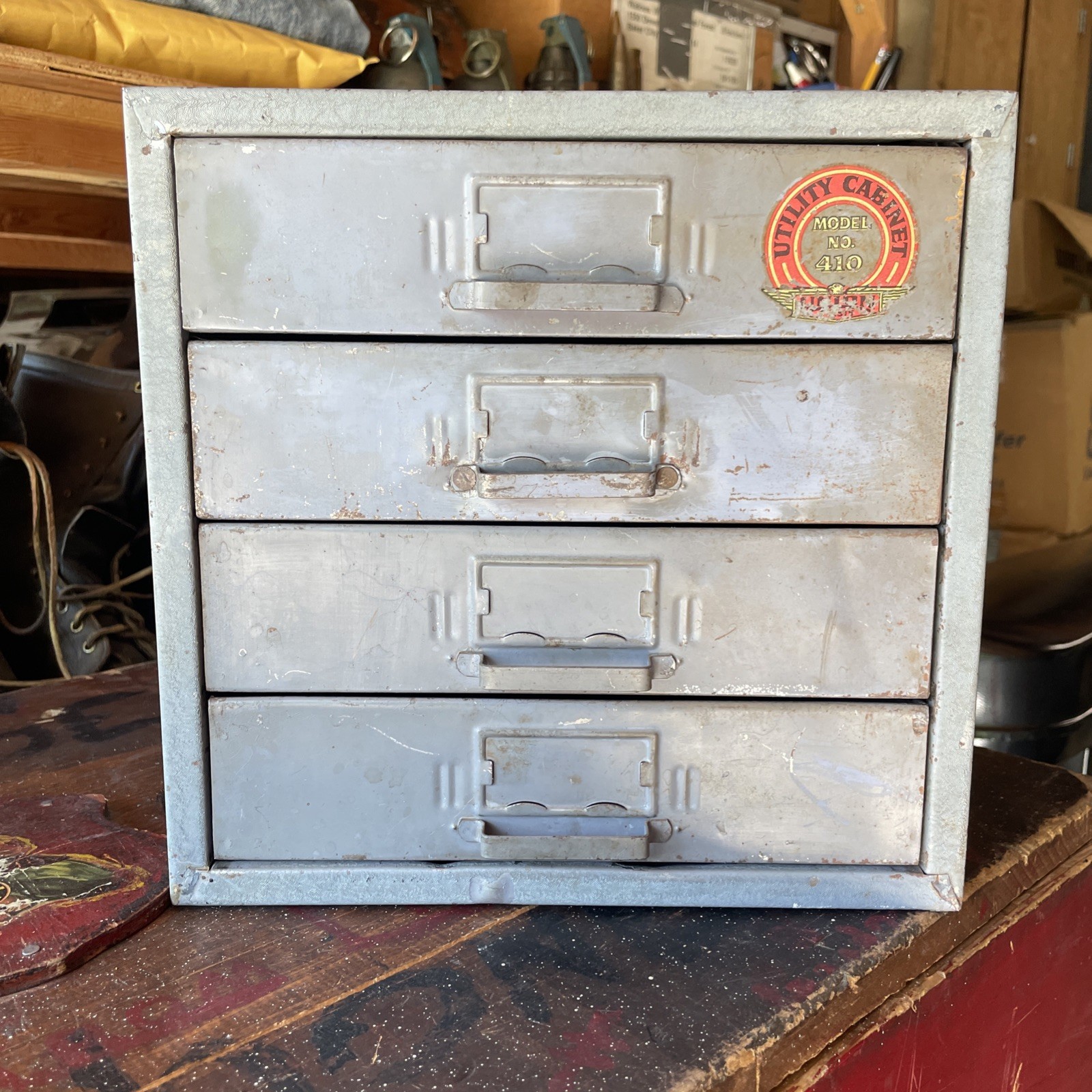 Vtg Union Chest 410 4 Drawer Utility Cabinet Storage Battleship Grey Industrial