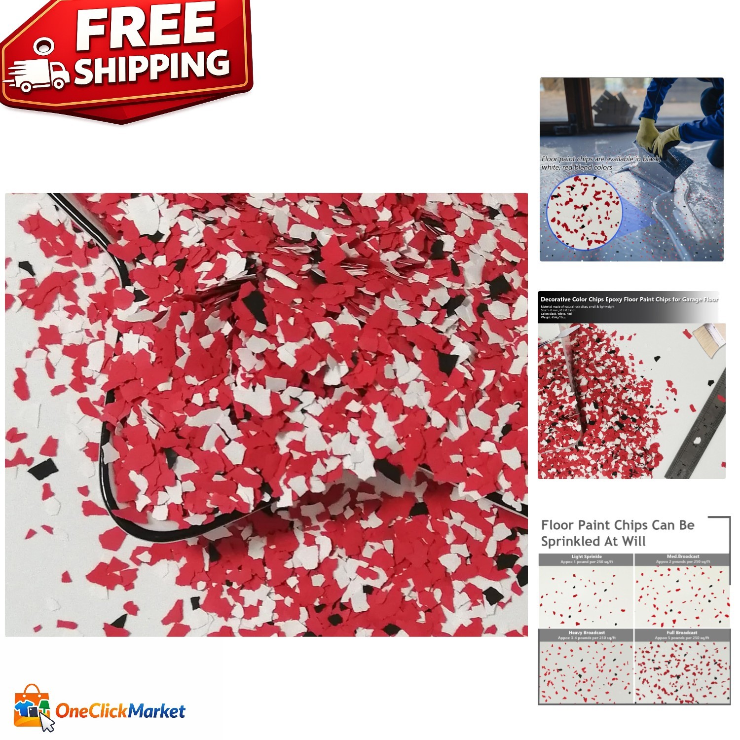 Decorative 1LB Epoxy Floor Chips – Easy Install & Durable Finish for Floors